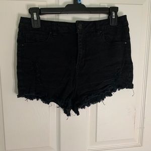 Black jean shorts